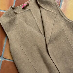 Elaine Turner Tan Wool Long Vest M/L Beautiful Winter Wool Vest
